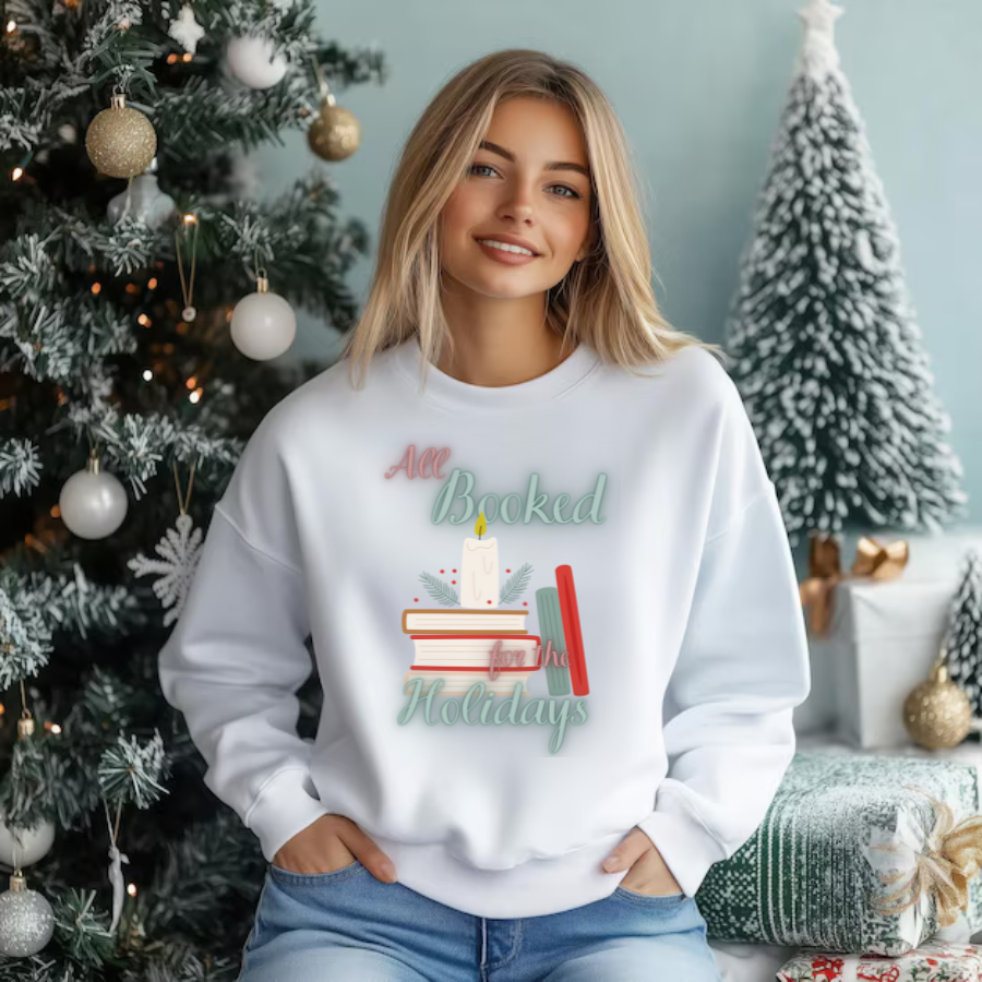"All Booked for the Holidays" - Organic Cotton/ Recycled Sweatshirt